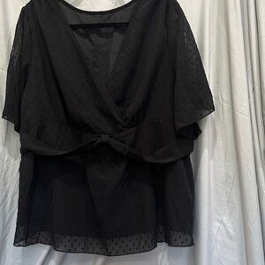 Source Unknown Black Sheer Wrap Blouse